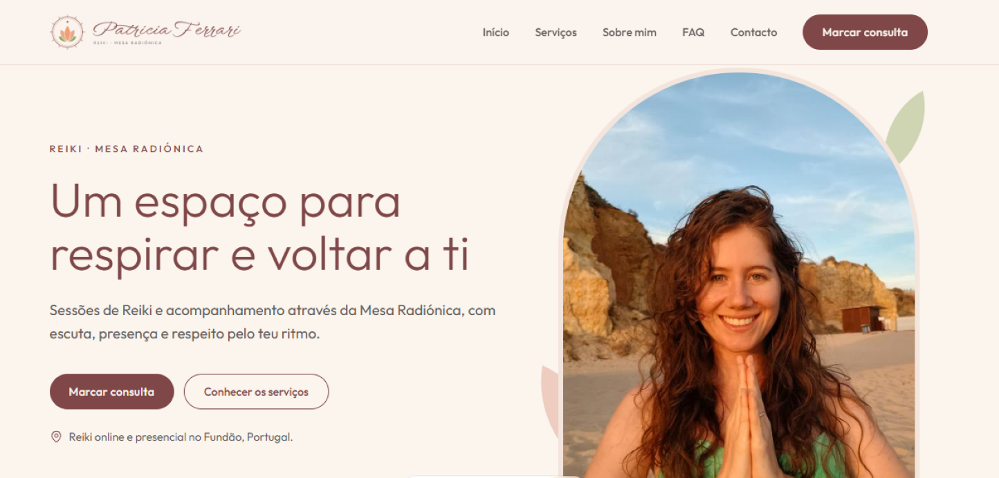 Exemplo de site para terapeuta de Reiki e Mesa Radiónica